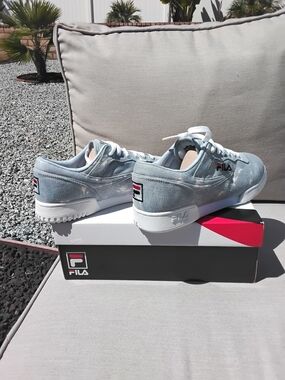 FILA Light Blue Suede Court Sneakers